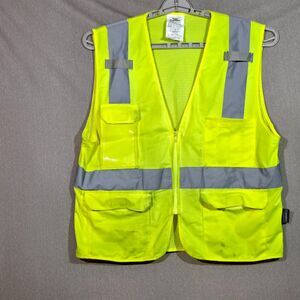 Condor ANSI Class 2 Hi Vis Mesh Zip Safety Vest Lime Reflective Size S